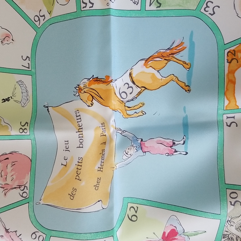 Authentic Hermes Silk Scarf Le Jeu des Petit Bonheurs